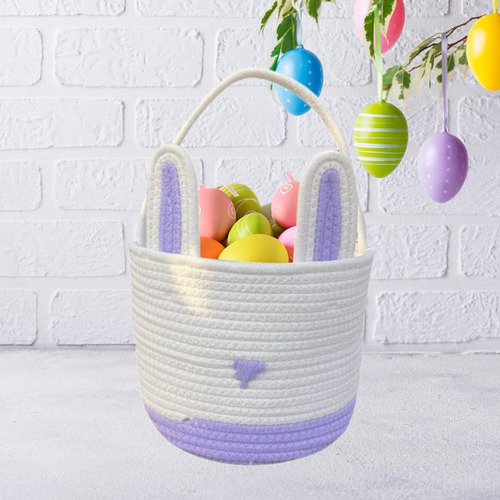 Canasta De Pascua Bolsa De Huevos De Pascua Cuerda Tejida