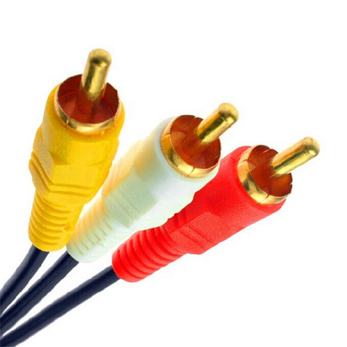 Cable Rca A Rca 1.5m 3 Plugs Amarillo, Blanco Y Rojo