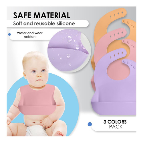 Bluet B Conjunto De 3 Baberos De Silicona Impermeables Para