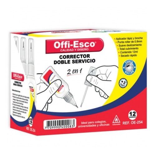 Corrector Doble Servicio Oe-254 *12und Offi-esco X 5 Cajas