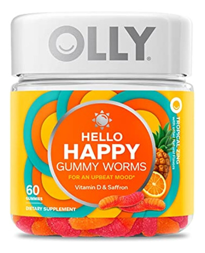 Olly Hello Happy Gummy Worms, Mood Balance Support, Vitamin 