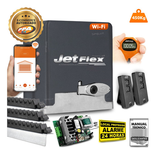 Kit Motor Ppa Dz Jet Flex App Wifi 1/4 Hp Portão 350kg 4s