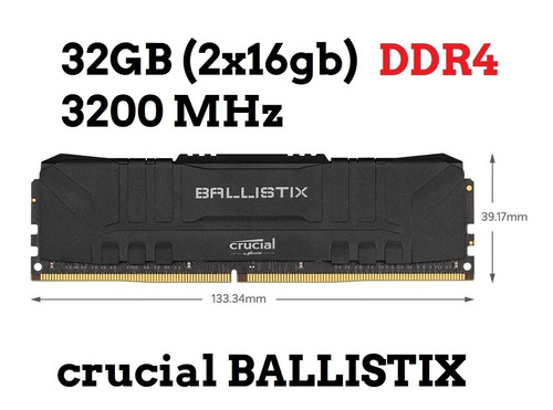 Memoria Ram Ddr4 Ballistix 32gb 2x16gb Crucial 3200mhz