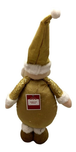 Boneco Papai Noel Em Pé Dourado Gold Luxo Decoração Natal