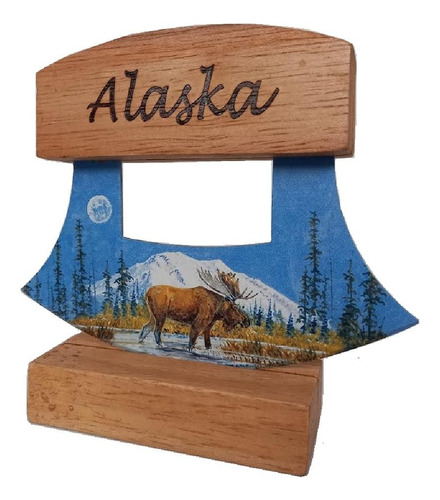 Alaskan Ulu Cuchillo De Dos Caras Con Diseño De Alce Y Oso P