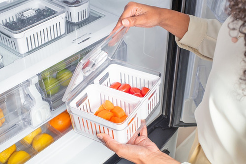 Pote Organizador Cesto Duplo 2,2l Frutas Legumes Geladeira