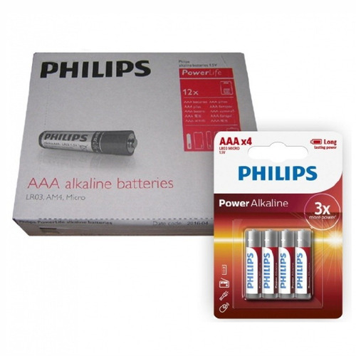 Pilas Alcalinas Aaa Philips Pack De 48 En Blísters De 4