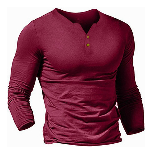 Polera De Hombre De Manga Larga Con Botones, Polera Casu