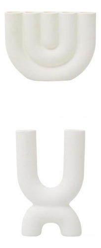 2 X White Table Decor Candle Holders