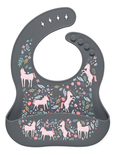 Babero Silicona Moderno Y Sencillo Para Bebes Unicornions