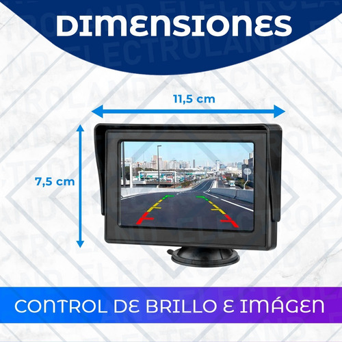 Imagen 6 de 10 de Kit Pantalla Monitor 4.3 Y Camara Marcha Atras Entrada Rca