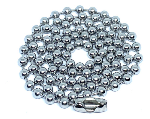 Imagen 1 de 3 de Cadena Tipo Bola Militar 4mm Acero Inoxidable Plateado 60 Cm
