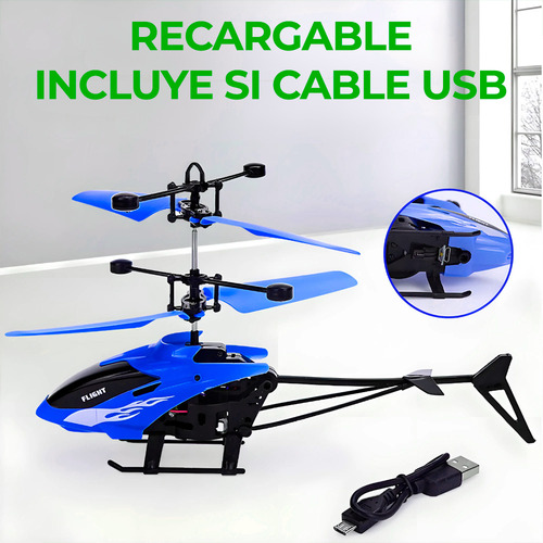 Juguete Dron Helicóptero Control Sensor Recargable Color Azul Ele-Gate