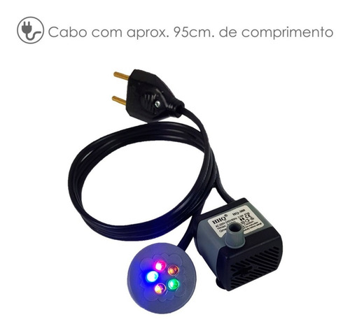 Bomba Motor Submersa Luz Fonte Água Aquário Bombinha Led
