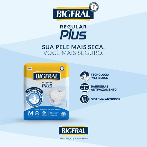 Imagem 3 de 5 de Fralda Bigfral Regular Plus Tamanho M - 8 Unidades