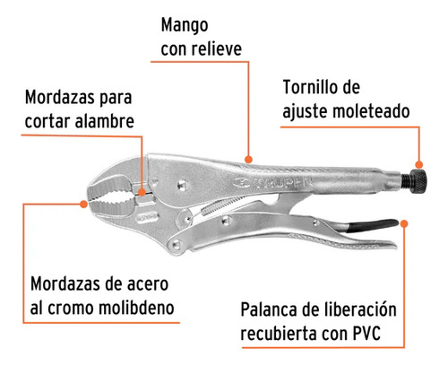 Pinza De Presión 12 Pulgadas Mordaza Curva, Truper Ppt-12c