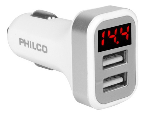 Cargador Auto Doble Usb Pantalla Led Philco