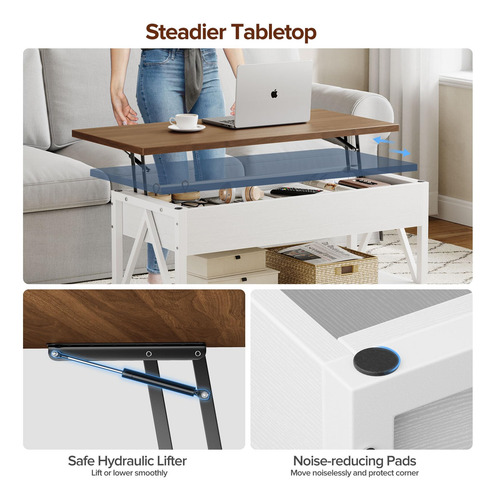 Memobarco Mesa De Centro Elevable Mesa Auxiliar Elevable Con