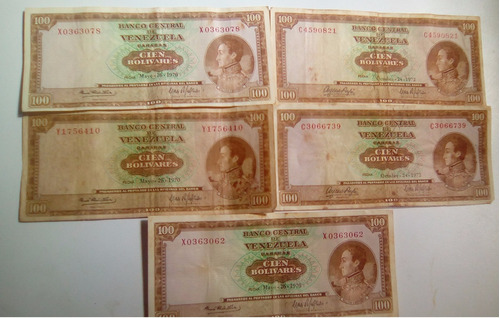 Billetes Antiguos De Cien Bolivares Del 70 Y 72 Combo