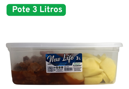 Kit 4 Potes 3l Com Tampa Para Freezer Geladeira E Armário