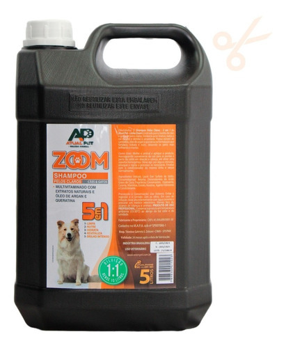 Shampoo Pelos Claros 5 Litros Zoom Pet Shop Cachorro Gato