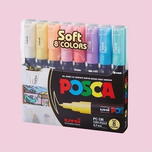 Marcador Uni Posca Pc-1m Estuche X 8 Unidades Pastel  Lb