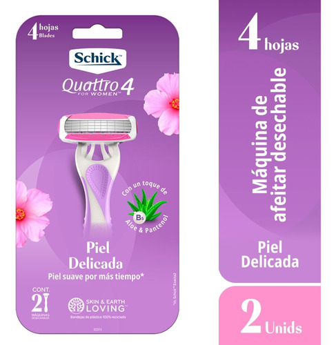 Maquina Afeitar Schick Quattro Women Desechable X 2und