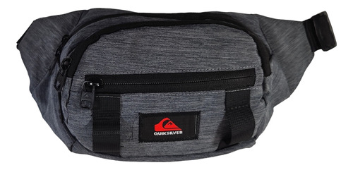 Canguro Quiksilver Grande Parche Bordado Color Gris Gaspeado