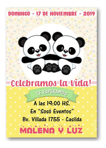 Invitación Digital Personaliz Osito Panda #22 Imprimible Oso