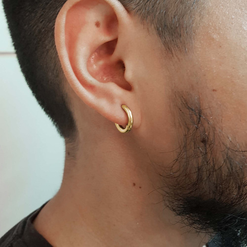 Par Aro Arete Argolla Dorado 2.5mm Acero Unisex Hombre