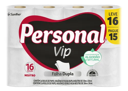 Papel Higiênico Neutro Folha Dupla Personal 30m Leve 16 Pague 15