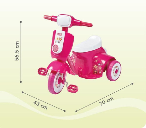 Triciclo Mytoy Moto Trike Musica Color Rosa