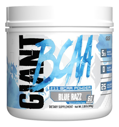 Giant Sports Performance Bcaa Aminos 2:1:1 495g | 60 Srv | Sabor Blue Raspberry