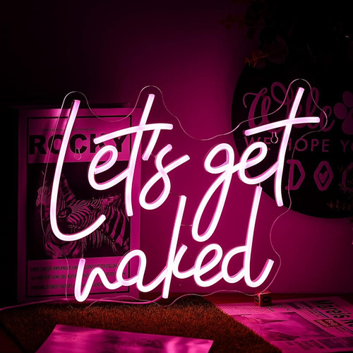 Let's Get Naked Neon Sign Diregulable Rosa Neon Light Para L