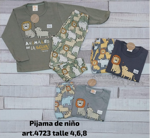 Pijama Varon Niño Naranjo 2 Al 8 Manga Larga Art.23