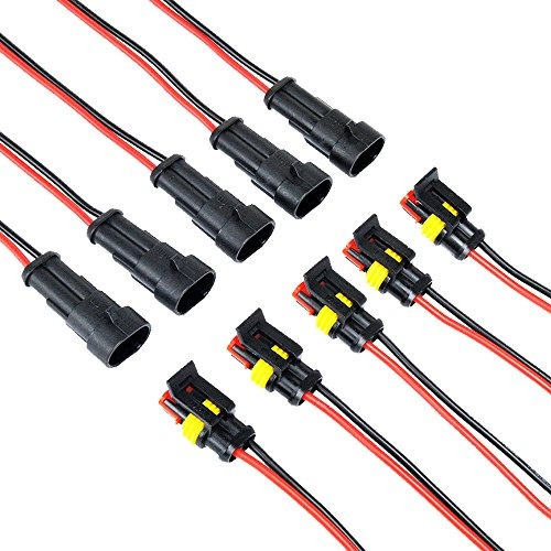 Muyi 5 Kit 2 Pin Way 16 Awg Conector A Prueba De Agua Cable