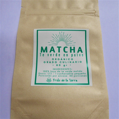 Te Matcha Organico  80 Gr (40  Po - Unidad a $34900