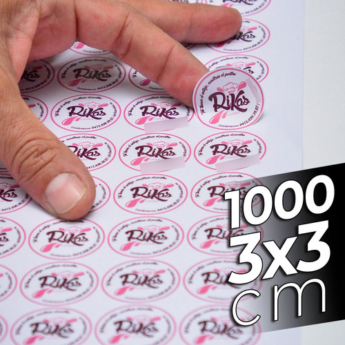 1000 Etiquetas Sticker Calcomanias Personalizadas 3x3 Cm Ccs