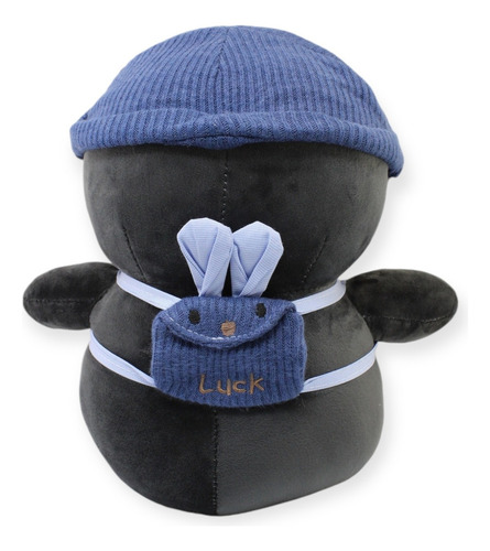 Pinguino De Peluche Con Gorro Y Mochila Azul Juguete 27cm Color Azul Marino