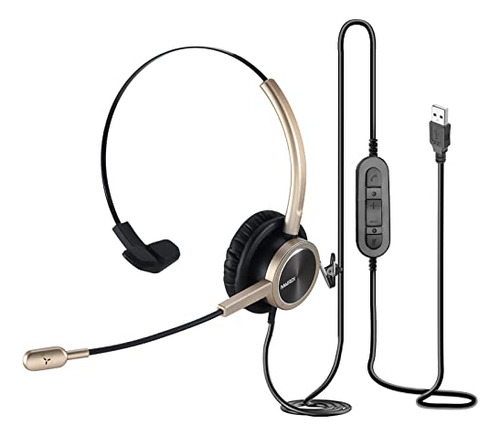 Headset Usb Con Micrófono Para Pc - Cancelación De Ruido -