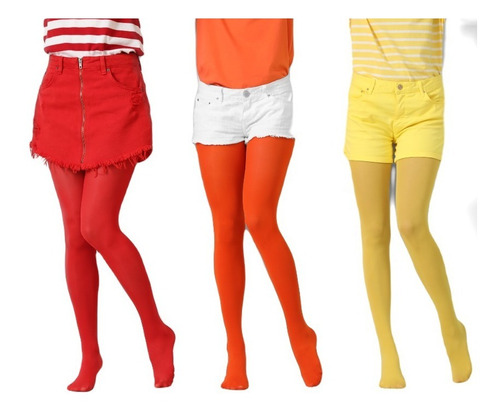 Imagen 1 de 8 de 6 Pantimedias Medias De Colores Opaca Gruesa Con Envio Grat