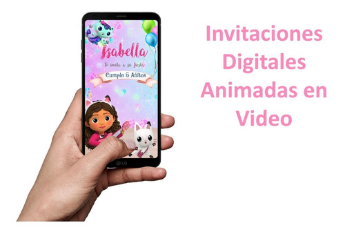Invitacion Casa De Muñecas Gabby Video Digital Tarjeta