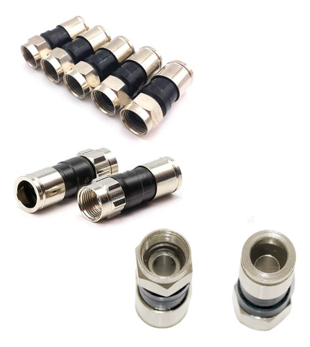 Conector Rg59 Compressão Metalico P/ Cabo Coaxial Com 100 Un