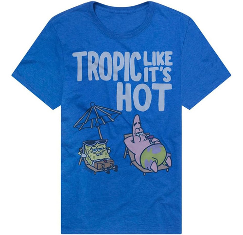 Bob Esponja Tropic Like Its Hot Slim Fit, Unisex, Adulto, Tr