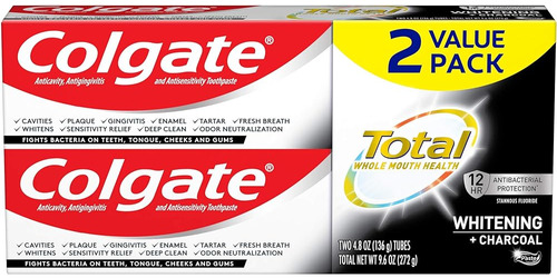 ~? Colgate Total Whitening + Pasta De Dientes De Carbón, 10 