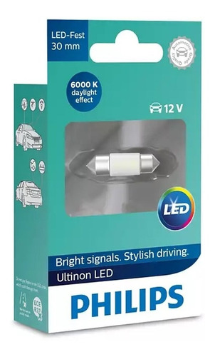 Lampara Philips Led C5w 12v Tubular 30mm. X Unidad