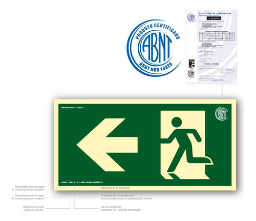 Placa Pvc2mm 24x12 Saída Esquerda Fotoluminescente Abnt16820