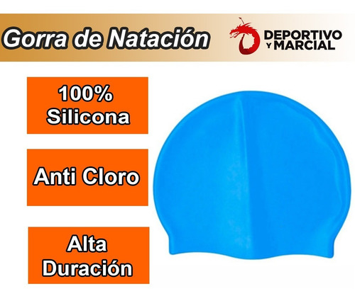 Imagen 2 de 6 de Gorra De Natación Marfed Silicona Unisex Gorro Aquagym Cuota