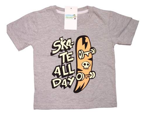 Remera Bebe Manga Corta  Nene Skate All Day Patineta Algodon