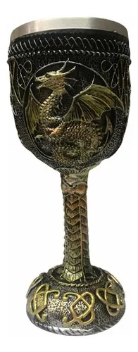 Viking Medieval Cup - Copa de vino de acero inoxidable de resina de color decorada